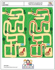 okul öncesi labirent bulmacai çalışma sayfaları